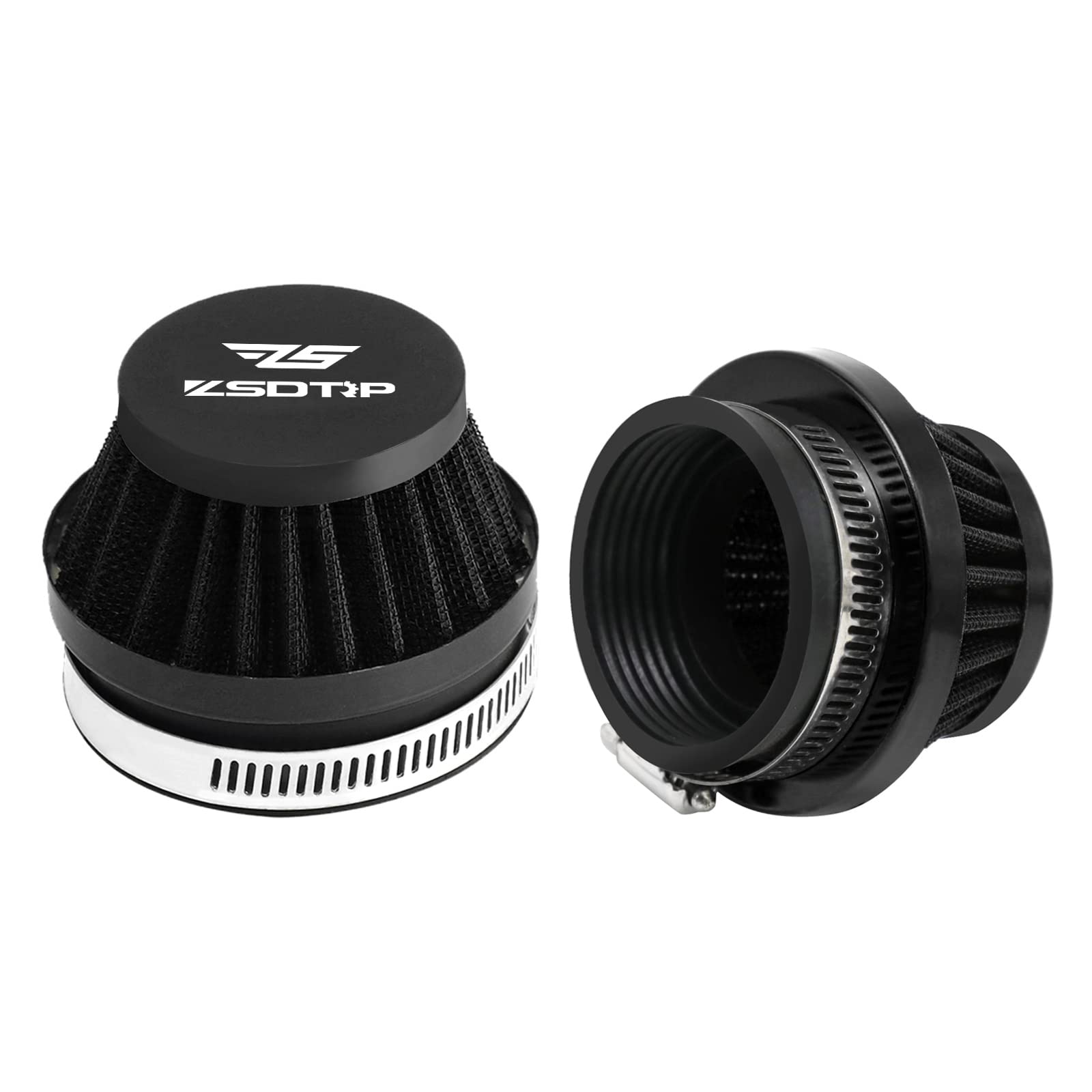 2 Stück Motorrad 60 mm Lufteinlassfilter Universal Vergaser Luftfilter Reiniger für Dirt Pit ATV SSR TTR Bike Entlüftungsfilter passend für viele verschiedene Vergaser (schwarz, 60 mm) von ZSDTRP