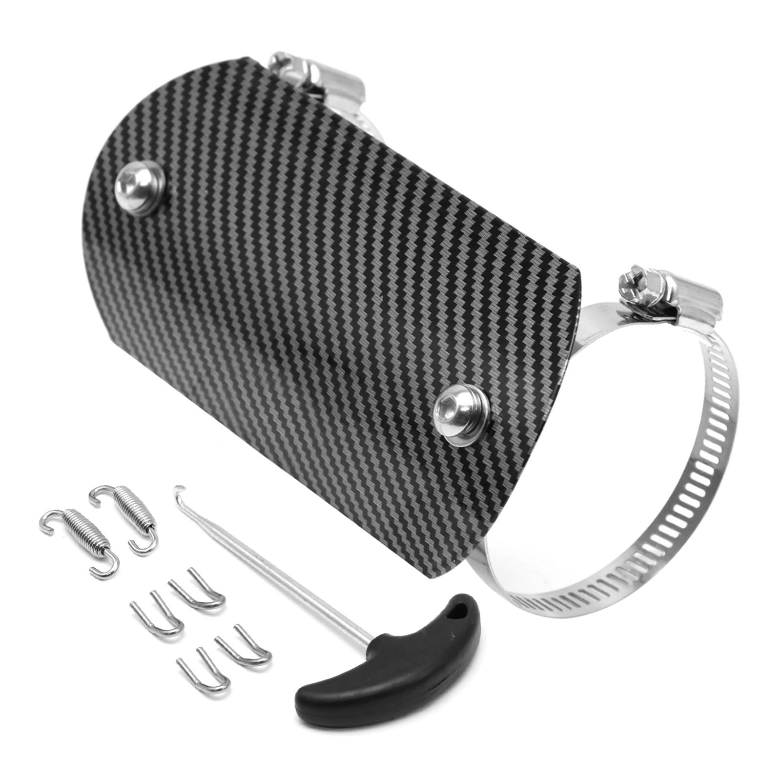 Auspuff-Hitzeschild, Schalldämpfer, Rohr-Hitzeschutz, Schutzschutz, Karbonfaser, Edelstahl, für Motorrad, Moped, Pit, Dirtbike, ATV, Roller (H) von ZSDTRP