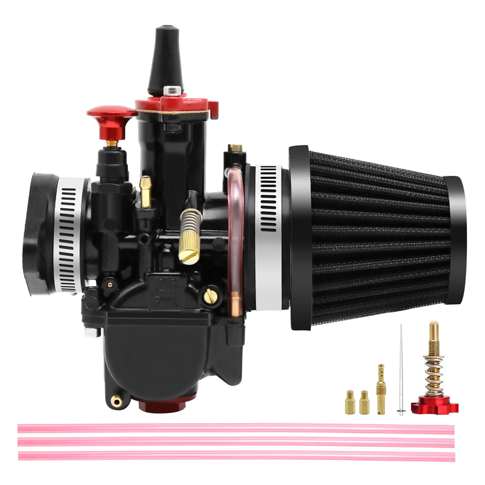 PWK Vergaser-Set, 21, 24, 26, 28, 30, 32, 34 mm, universeller 2T, 4T Vergaser mit Luftfilter, Ansaugkrümmer, Kofferraumdüsen, Motorrad-Rennvergaser-Kit für 75 cc – 125 cc Dirt Pit Bike ATV (32 mm) von ZSDTRP