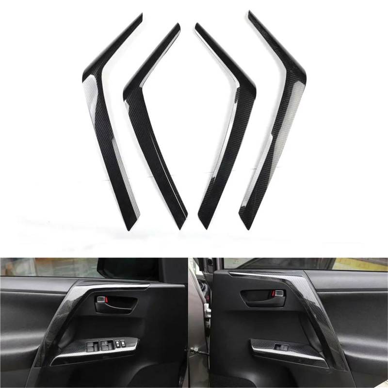 Auto-Innenverkleidungs 4Pcs Auto Innen Tür Armlehne Dekoration Streifen Trim Styling Für Toyota Für RAV4 2013-2019 Auto Zubehör Auto Dekoration Rahmen Trim(Carbon Pattern) von ZSGHJA