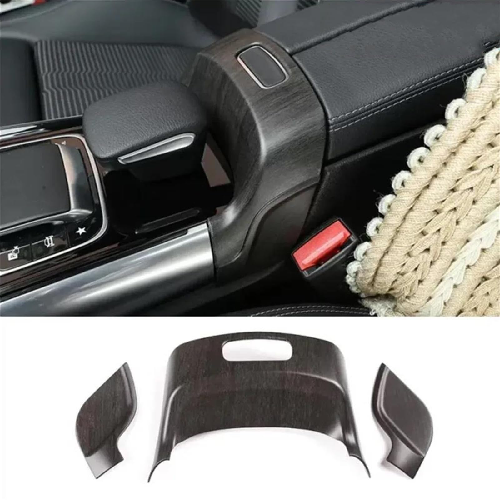 Auto-Innenverkleidungs ABS-Auto-Mittelkonsole Armlehne Box Schalter Knopf Verkleidung Abdeckung Für Benz Für B GLB GLA Klasse Für W247 X247 Auto Dekoration Rahmen Trim(Oak wood grain) von ZSGHJA