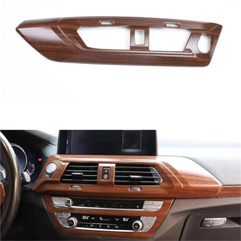 Auto-Innenverkleidungs ABS-Autozubehör Für X3 X4 2018-2021 LHD-Armaturenbrett Mittelkonsole Entlüftungsrahmen Trim Styling Auto Dekoration Rahmen Trim(Wood Color) von ZSGHJA