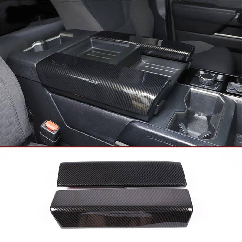 Auto-Innenverkleidungs ABS Center Console Armlehne Box Schutzhülle Abdeckung Aufkleber Trim Für Toyota Für Tundra Für Sequoia 2022 2023 Auto Dekoration Rahmen Trim(Carbon Texture) von ZSGHJA