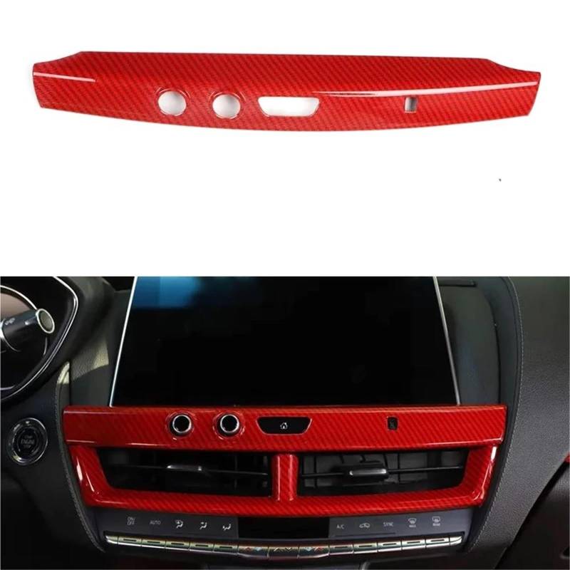 Auto-Innenverkleidungs Auto-Armaturenbrett Mittelkonsole Dekoration Trim ABS Aufkleber Für Cadillac Für CT5 2020-2022 Interior Styling Auto Dekoration Rahmen Trim(Carbon Red) von ZSGHJA