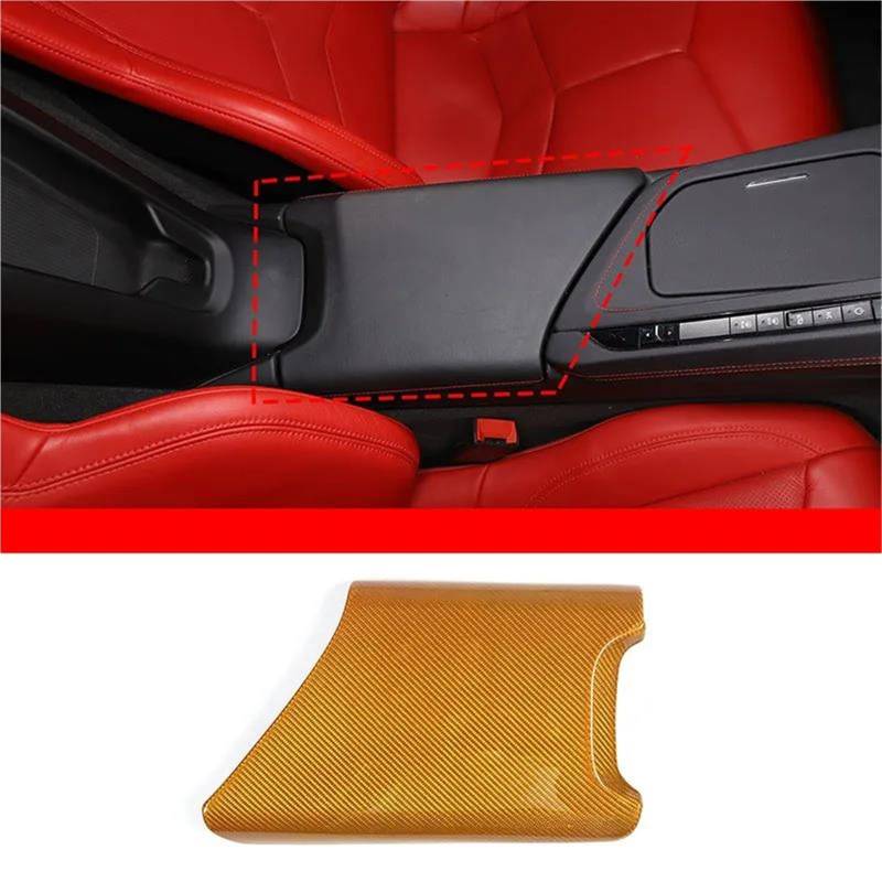 Auto-Innenverkleidungs Auto Center Console Armlehne Box Panel Schutz Abdeckung Trim Für Corvette C8 Für Stingray Z51 Z06 2020-2024 Auto Dekoration Rahmen Trim(Yellow Carbon) von ZSGHJA