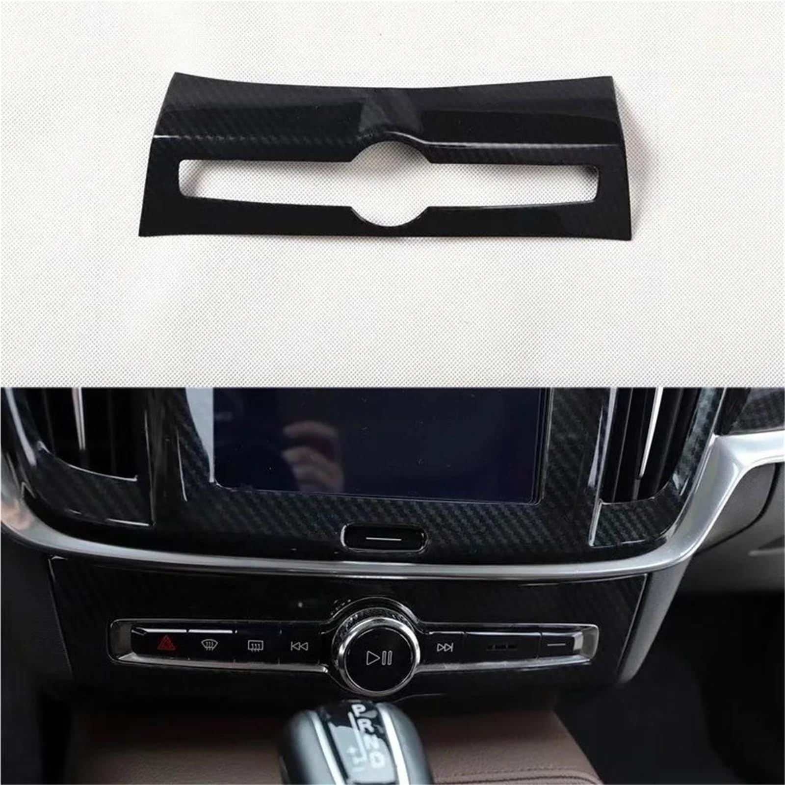 Auto-Innenverkleidungs Auto-Styling Für Volvo Für S90 2016-2021 Armaturenbrett Audio Einstellen Panel Rahmen Trim Auto Formteile Auto Dekoration Rahmen Trim(Carbon Pattern) von ZSGHJA
