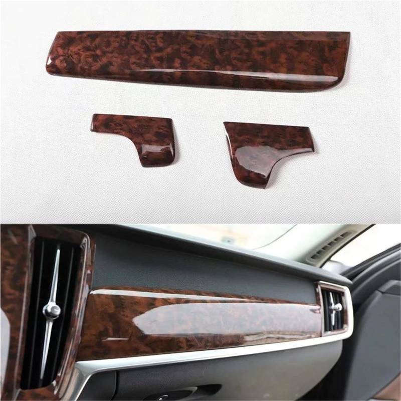 Auto-Innenverkleidungs Auto-Styling Für Volvo Für S90 2016–2021 LHD Armaturenbrett-Dekorationsstreifen Zierleisten Auto-Formteile 3 Stück Auto Dekoration Rahmen Trim(Agate Color) von ZSGHJA