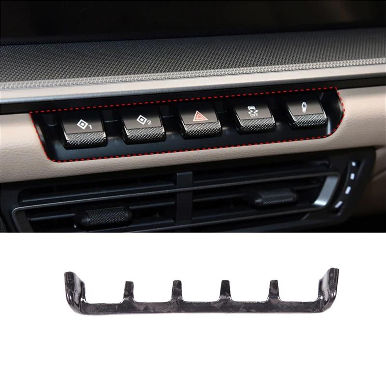 Auto-Innenverkleidungs Carbon Fiber Muster Auto Warnblinkanlage Rahmen Warnleuchte Schalter Abdeckung Trim Für 911 2019 Innen Auto Dekoration Rahmen Trim(Forged pattern) von ZSGHJA