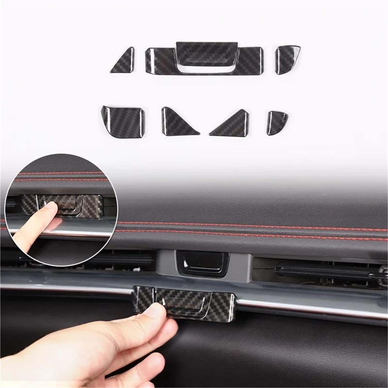 Auto-Innenverkleidungs Für Chevy Für Corvette C8 2020-2024 Auto ABS Autokonsole Gangschaltung Panel Abdeckung Tür Armlehne Zieraufkleber Auto Dekoration Rahmen Trim(Carbon Texture 26) von ZSGHJA