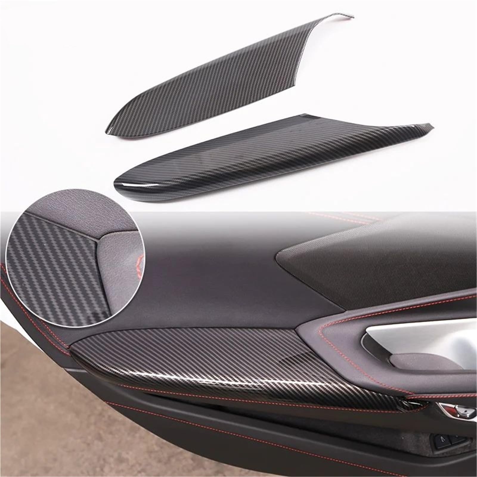 Auto-Innenverkleidungs Für Chevy Für Corvette C8 2020-2024 Auto ABS Autokonsole Gangschaltung Panel Abdeckung Tür Armlehne Zieraufkleber Auto Dekoration Rahmen Trim(Carbon Texture 31) von ZSGHJA