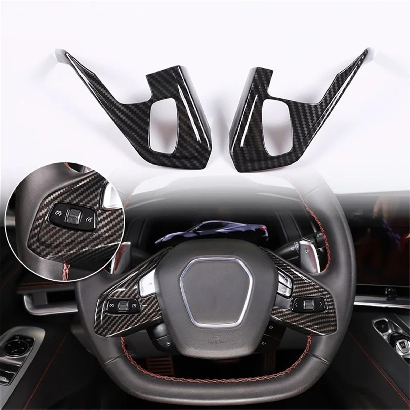 Auto-Innenverkleidungs Für Chevy Für Corvette C8 2020-2024 Auto ABS Autokonsole Gangschaltung Panel Abdeckung Tür Armlehne Zieraufkleber Auto Dekoration Rahmen Trim(Carbon Texture 33) von ZSGHJA