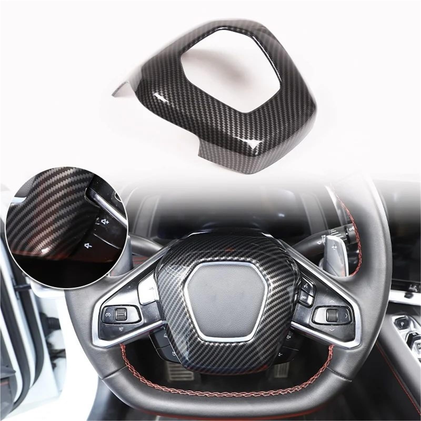 Auto-Innenverkleidungs Für Chevy Für Corvette C8 2020-2024 Auto ABS Autokonsole Gangschaltung Panel Abdeckung Tür Armlehne Zieraufkleber Auto Dekoration Rahmen Trim(Carbon Texture 47) von ZSGHJA