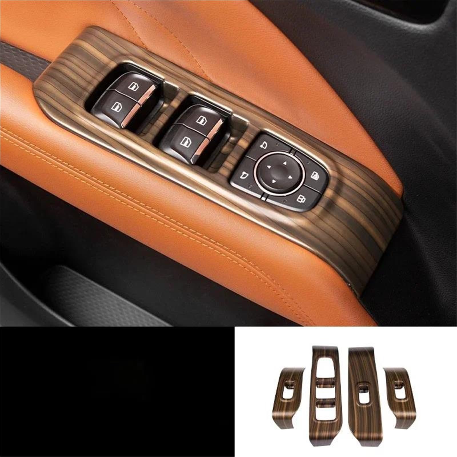 Auto-Innenverkleidungs Für H9 2024-2025 Pfirsich Holzmaserung Getriebe Shift Panel Trim Fenster Glas Lift Taste Schalter Trim Abdeckung Auto Dekoration Rahmen Trim(Style 3) von ZSGHJA