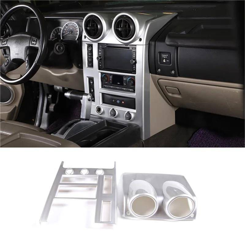 Auto-Innenverkleidungs Für Hummer Für H2 2003-2007 Center Control Panel Dekorative Rahmen Auto Interior Styling Dekorative ABS Auto Dekoration Rahmen Trim(Silber) von ZSGHJA