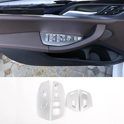 Auto-Innenverkleidungs Für X3 X4 G01 G02 2018-2020 ABS Auto Glas Lift Schalter Taste Rahmen Aufkleber Auto Innen Teile LHD Auto Dekoration Rahmen Trim(Silber) von ZSGHJA