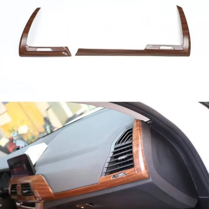 Auto-Innenverkleidungs Zubehör Für X3 X4 2018–2022 Linkslenker Auto Armaturenbrett Seitliche Lüftungsschlitze Trim Styling 2 Stück Auto Dekoration Rahmen Trim(Wood Color) von ZSGHJA