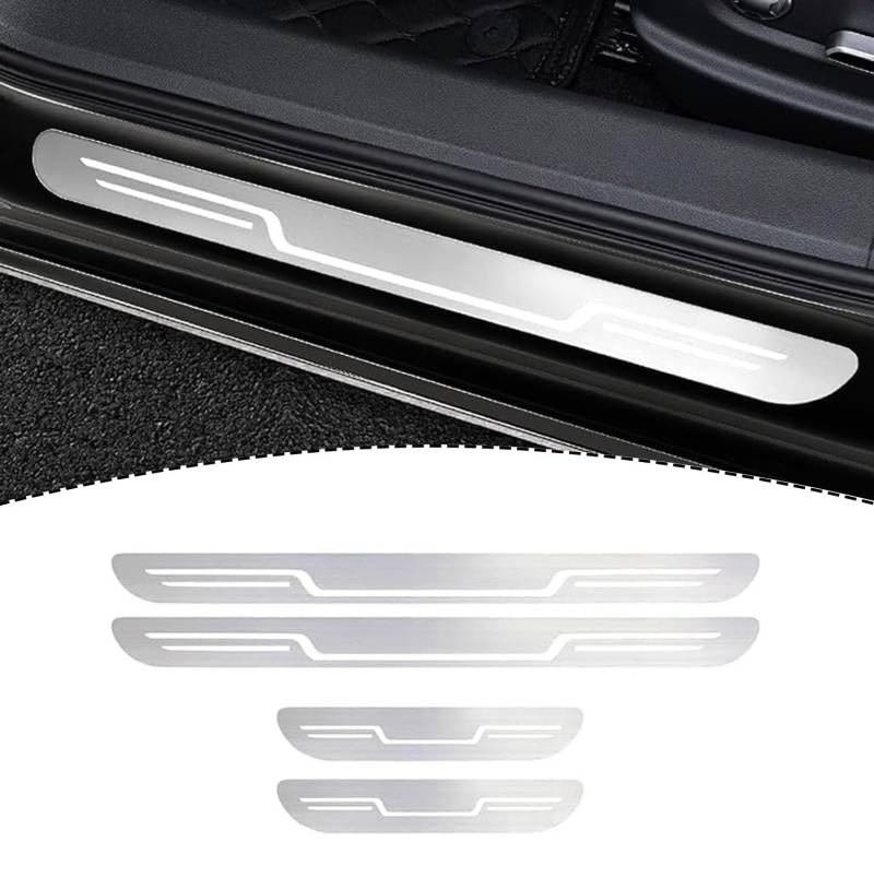 Auto Einstiegsleisten Türschweller Aufkleber für VW Caravelle (T6), Edelstahl Einstiegsleisten Schutz, Türschweller Kratzschutz Abdeckung,B/Silver von ZSGHRZ