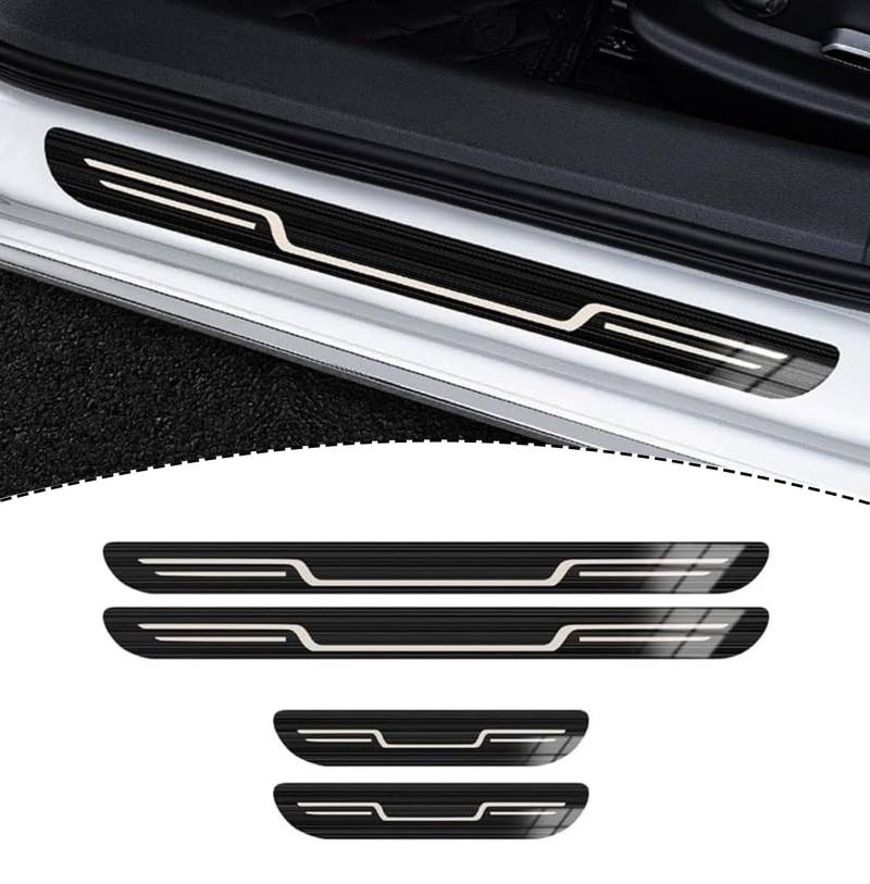 Auto Einstiegsleisten Türschweller Aufkleber für VW ID Buzz ID.3 ID.4 ID.5, Edelstahl Einstiegsleisten Schutz, Türschweller Kratzschutz Abdeckung,A/Black von ZSGHRZ