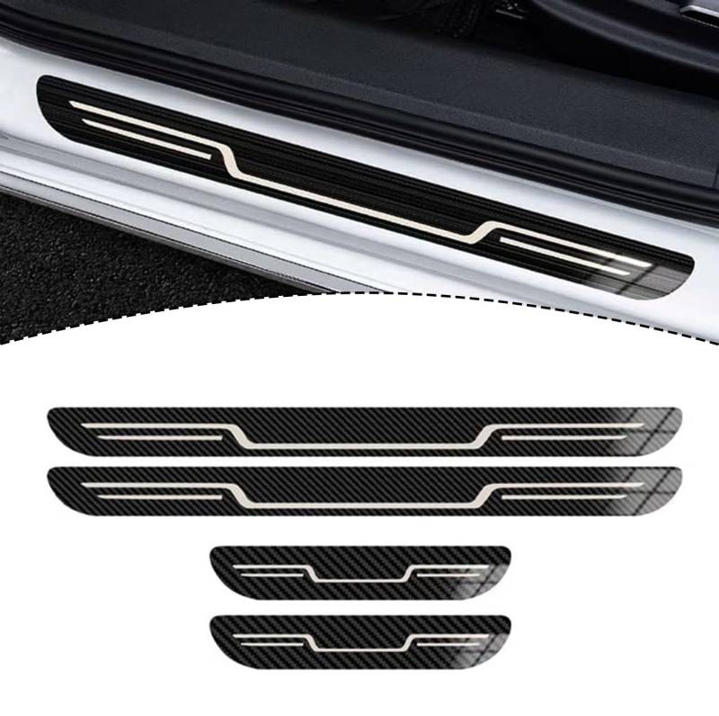 Auto Einstiegsleisten Türschweller Aufkleber für VW T-ROC Cabriolet R-Line AB Bj, Edelstahl Einstiegsleisten Schutz, Türschweller Kratzschutz Abdeckung,D/Carbon Fibre von ZSGHRZ