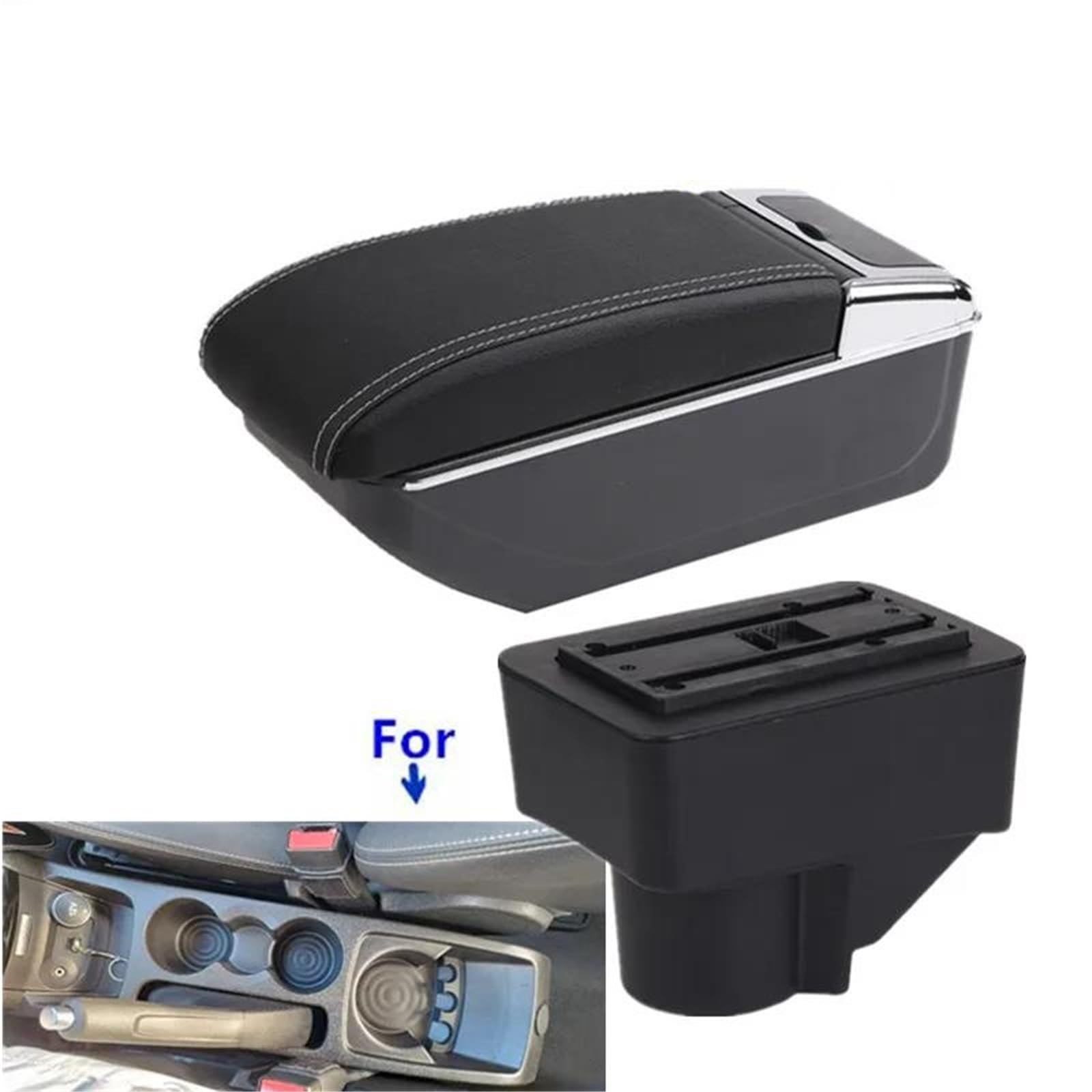 Auto Armlehnenbox Armlehne Auto Aufbewahrungsbox Für Ford Für Fiesta 3 2011-2018 Auto Armlehne Box Zubehör PU Leder Mittelkonsolen(Style B3) von ZSHYTWE