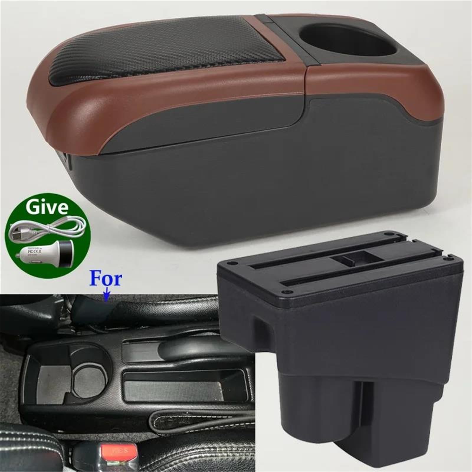 Auto Armlehnenbox Armlehne Für Fit Für Jazz 1 2004-2007 Auto-Armlehnenbox Armverstrebungshöhe Aufbewahrungsbox Autozubehör Mittelkonsolen(Black Curry) von ZSHYTWE