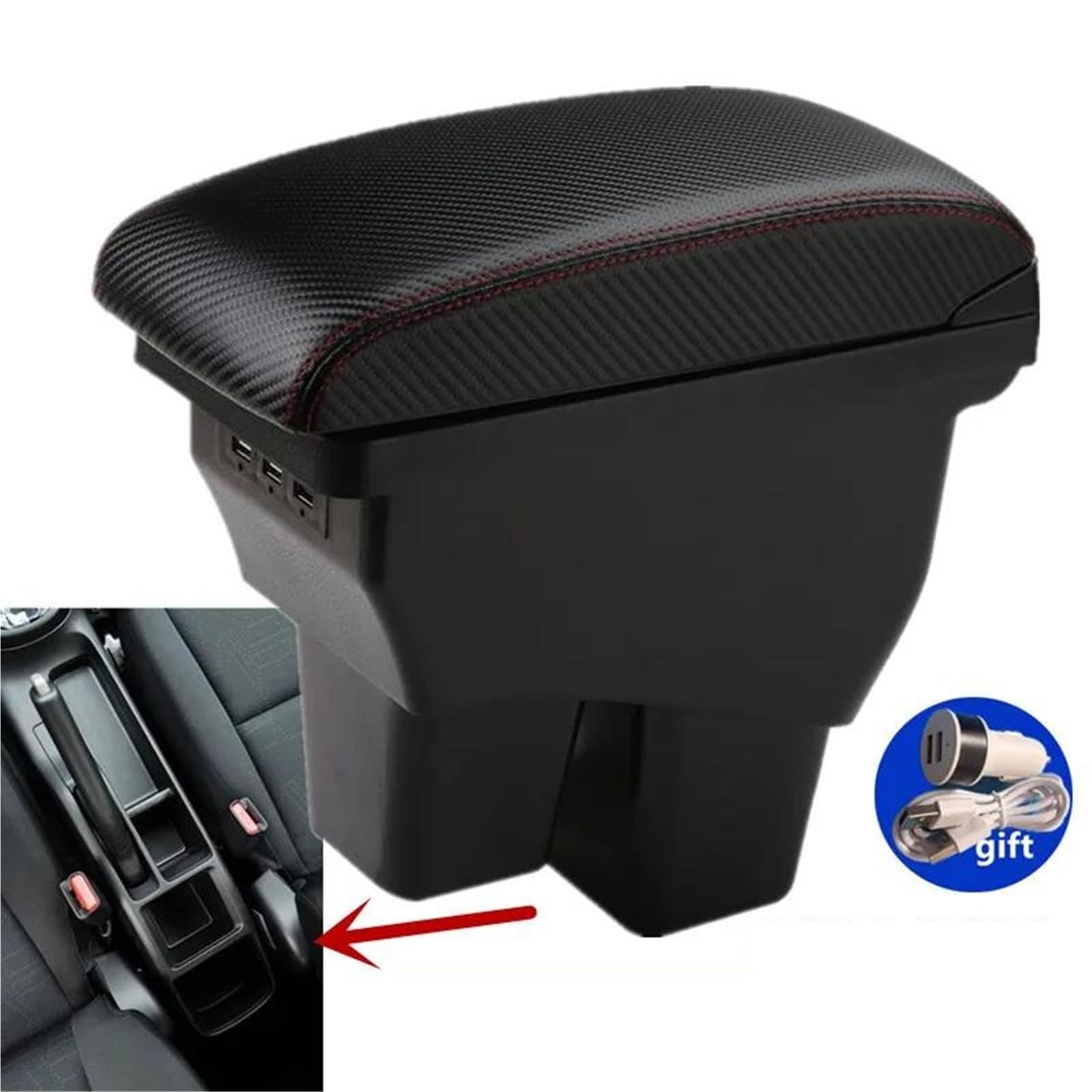 Auto Armlehnenbox Armlehne Für Fit Für Jazz Für WRV 2014-2020 Auto Armlehne Box Nachrüstung Innen Lagerung Box 3USB Mittelkonsolen(Style C3) von ZSHYTWE