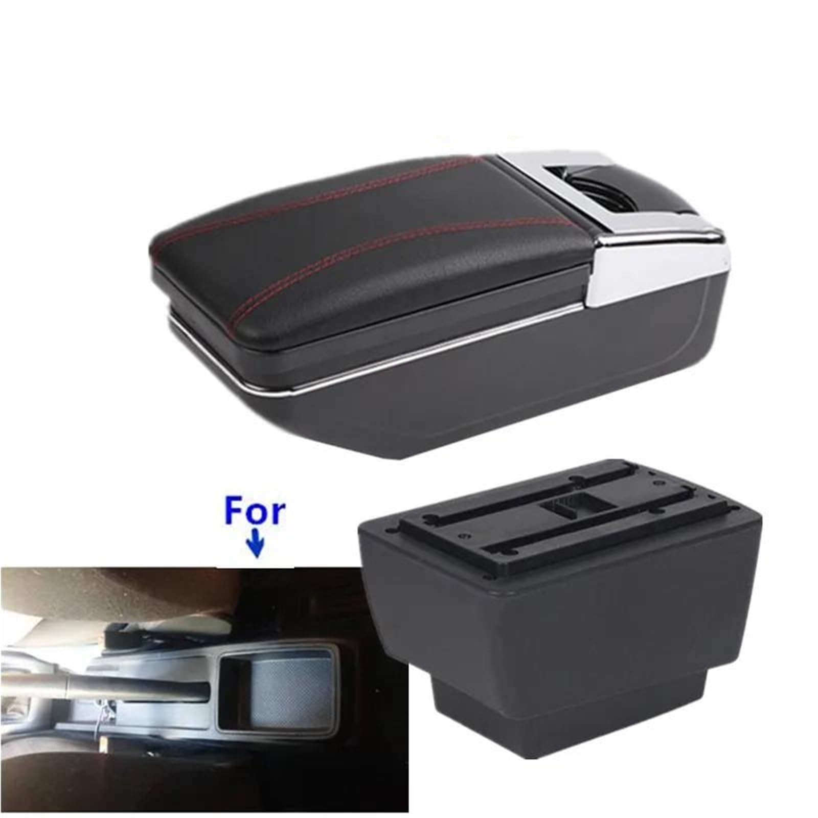 Auto Armlehnenbox Armlehne Für Skoda Für Fabia III 2015-2024 Auto Armlehne Box Nachrüstung Innen Lagerung Box Auto Zubehör Mittelkonsolen(Style A2) von ZSHYTWE