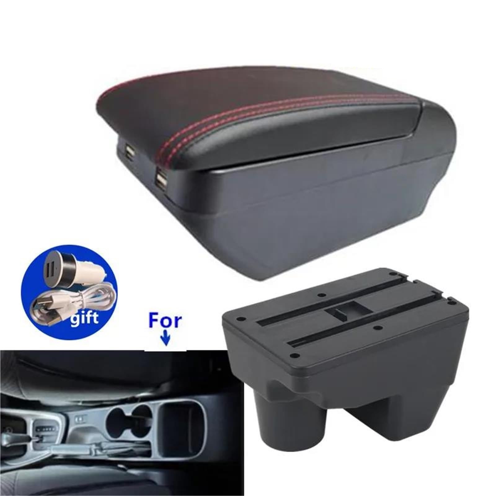 Auto Armlehnenbox Armlehne Für Toyota Für Yaris 2001-2024 Auto Armlehne Box Lagerung Box Auto Zubehör Mittelkonsolen(Style H2) von ZSHYTWE