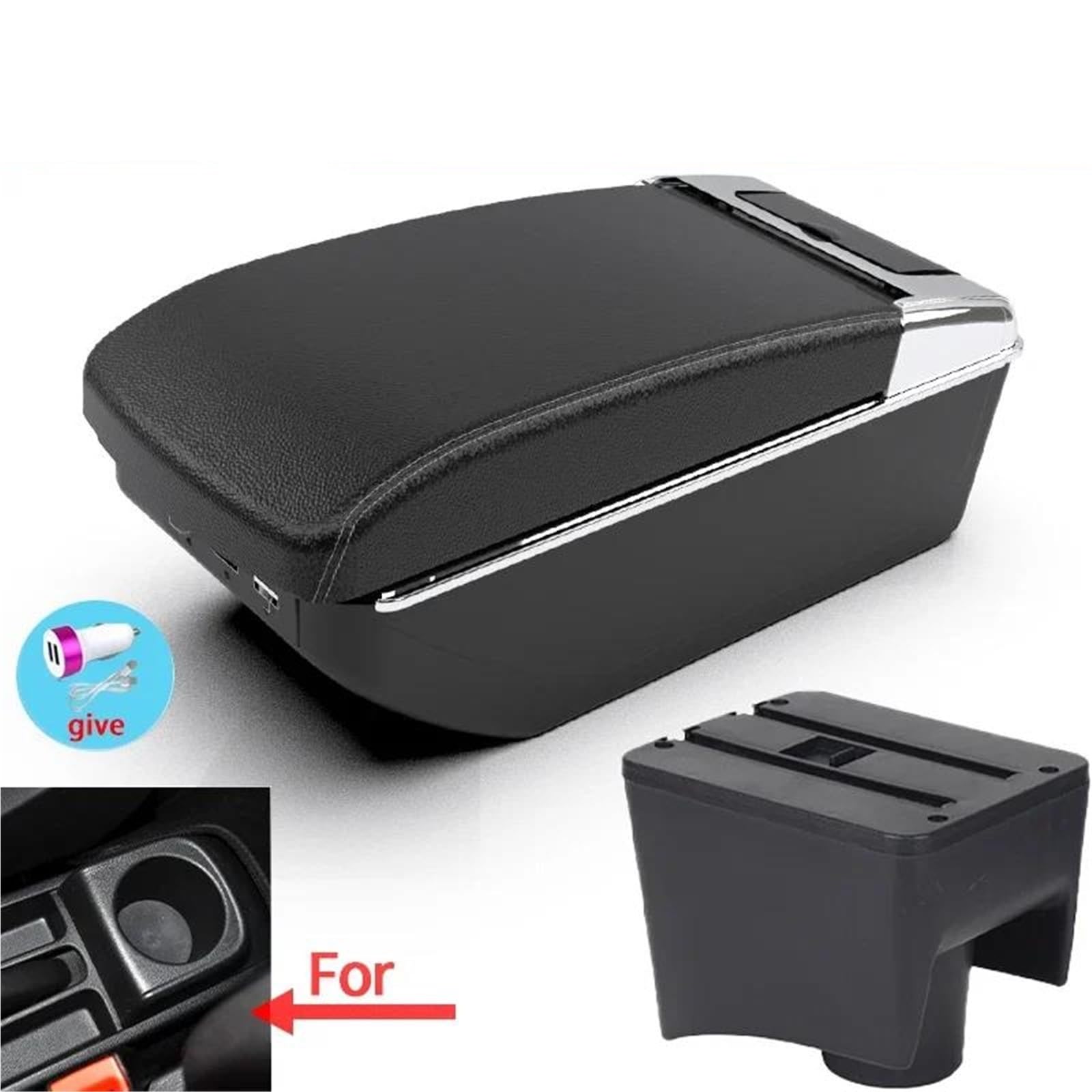 Auto Armlehnenbox Armlehne Für VW Für POLO Für Mk5 6R Für Vento 2012-2018 Auto Armlehne Box Innen Teile Lagerung Box USB Mittelkonsolen(Style A3) von ZSHYTWE