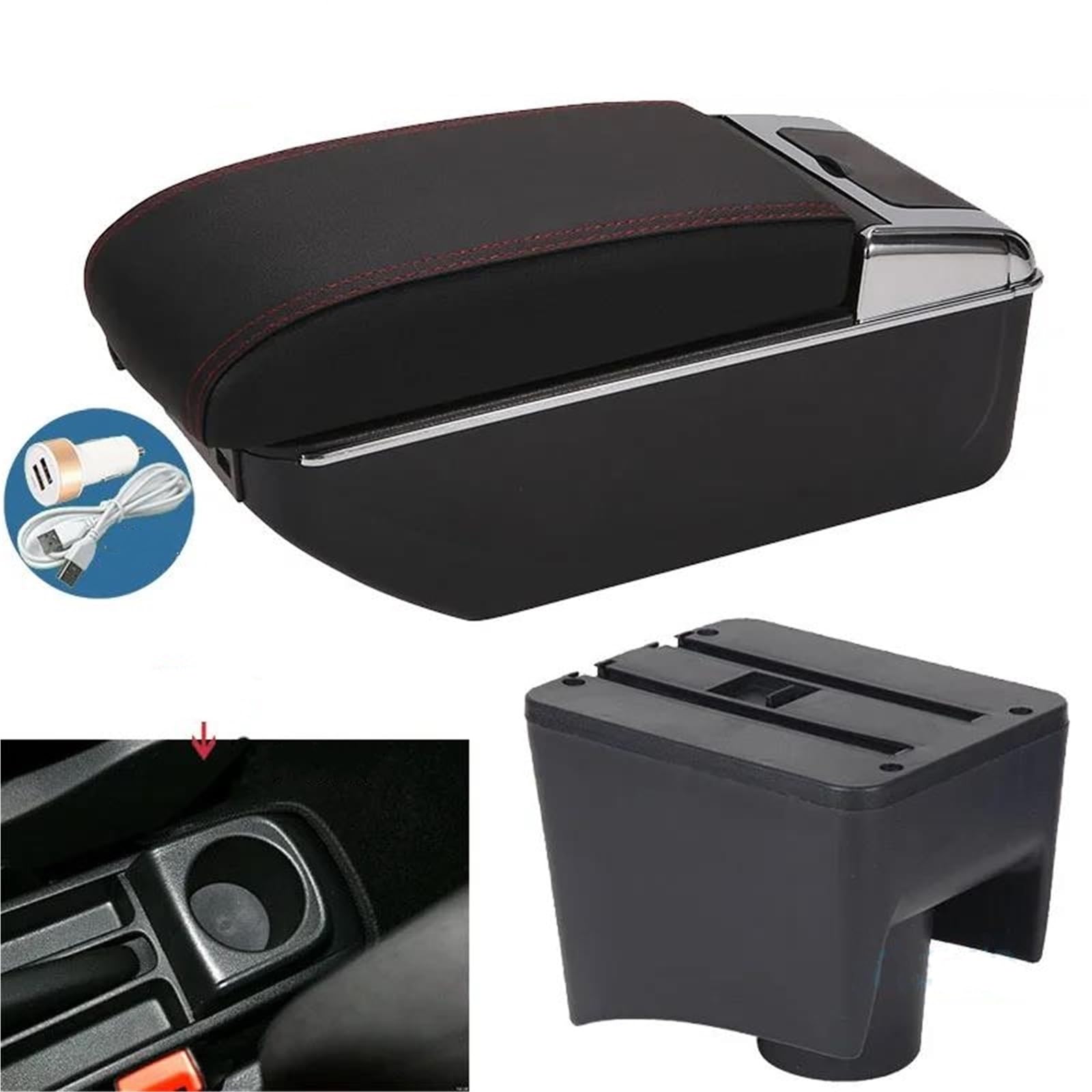 Auto Armlehnenbox Armlehne Für VW Für POLO Mk5 6R 2012-2018 Auto Armlehne Box Innenteile Aufbewahrungsbox Autozubehör Mittelkonsolen(Style B1) von ZSHYTWE