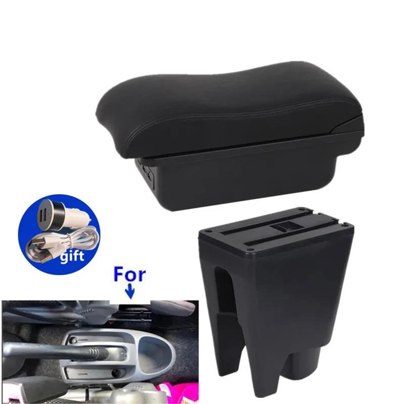 Auto Armlehnenbox Armlehnenbox Für Citroen Für C1 Für Peugeot Für 107 Für Toyota Für Aygo BJ Armlehnen-Autoaufbewahrungsbox Innenraum Mittelkonsolen(Style B4) von ZSHYTWE