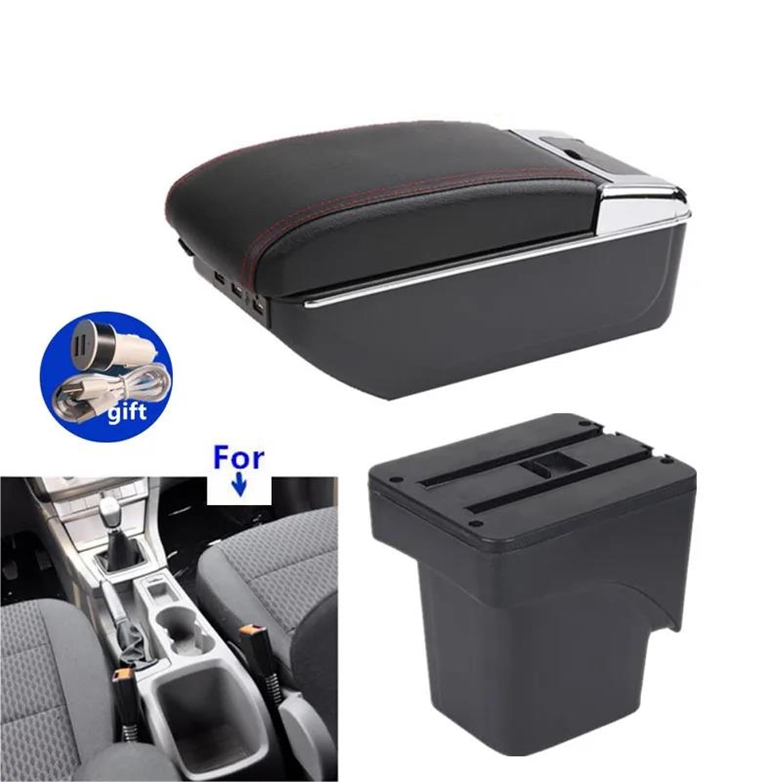Auto Armlehnenbox Armlehnenbox Für Ford Für Focus 2 Für Mk2 Auto Armlehne Center Storage Box Innenraum Nachrüstung Aschenbecher Tasse Mittelkonsolen(Style D2) von ZSHYTWE
