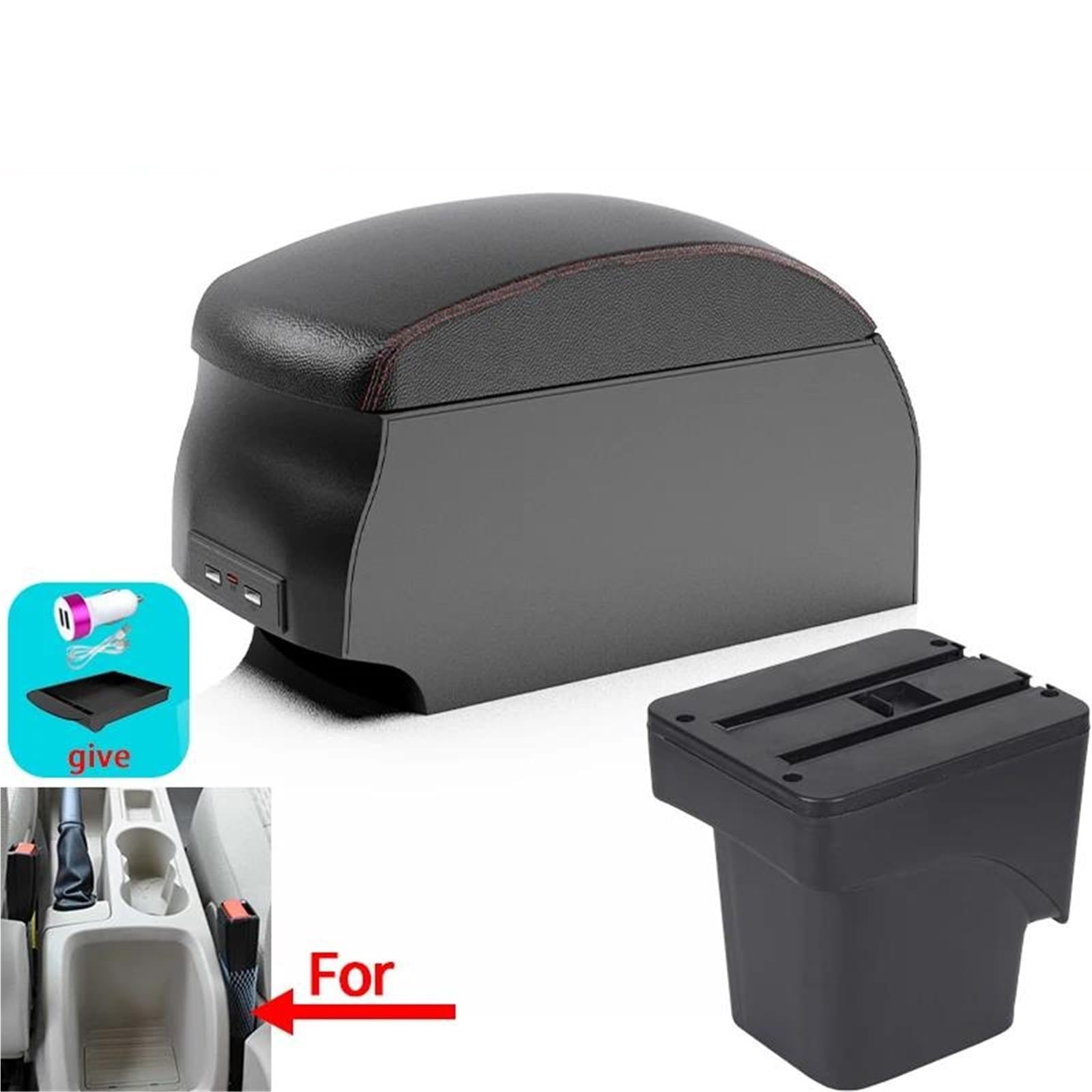 Auto Armlehnenbox Armlehnenbox Für Ford Für Focus Für Mk2 Auto Armlehnenzubehör Innenausstattung Nachrüstteile Aufbewahrungsbox USB Mittelkonsolen(Style B1) von ZSHYTWE