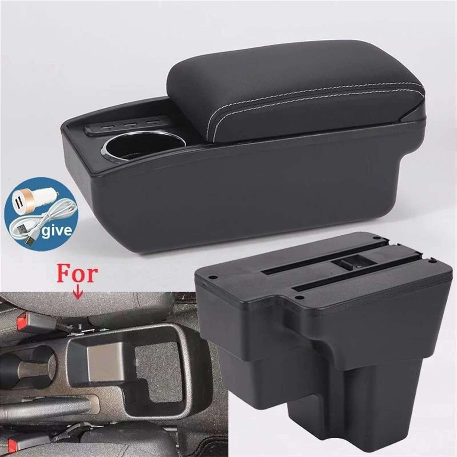 Auto Armlehnenbox Armlehnenbox Für Kia Für Stonic Für Rio Lx Für Cerato 2015-2024 Auto-Armlehnen-Aufbewahrungsbox Innenausstattung Mittelkonsolen(Style B3) von ZSHYTWE