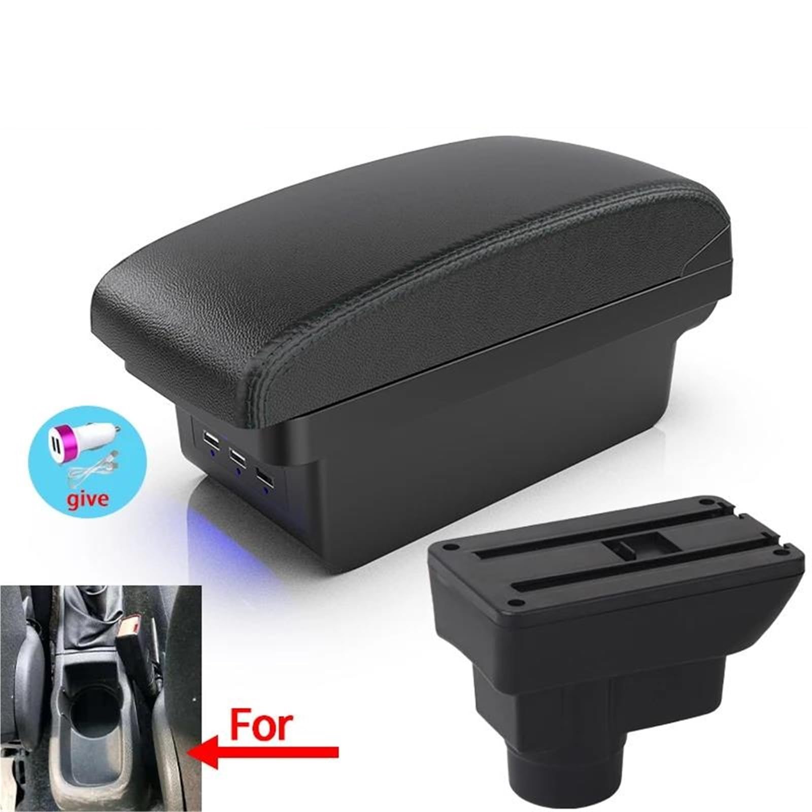 Auto Armlehnenbox Armlehnenbox Für Opel Für Corsa Auto Armlehne Rückenlehne Innenteile Aufbewahrungsbox Teile Autozubehör USB Mittelkonsolen(Style B2) von ZSHYTWE