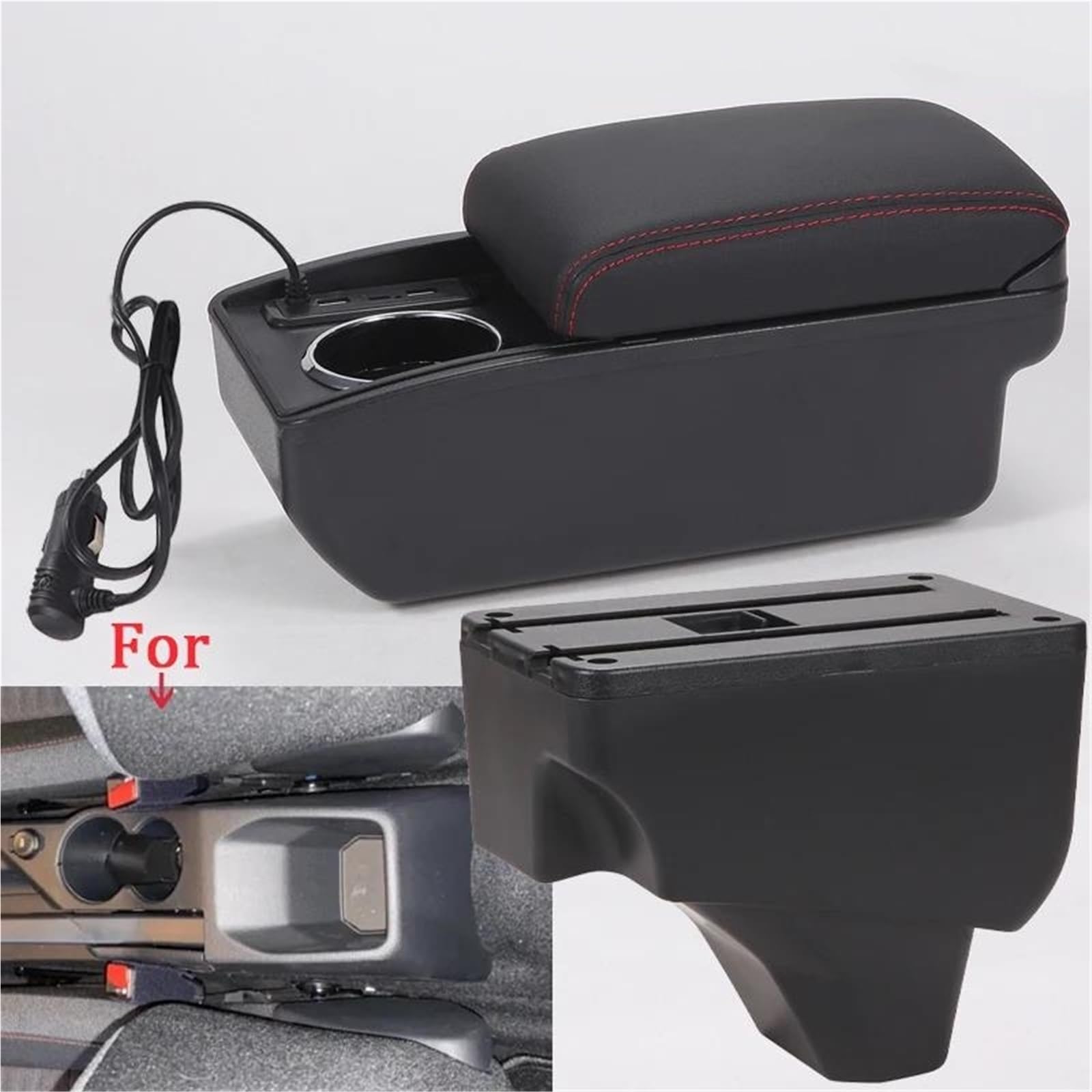 Auto Armlehnenbox Armlehnenbox Für Peugeot Für 2008 208 2019-2024 Auto-Armlehnen-Aufbewahrungsbox Dedizierte Teile Innenausstattung Mittelkonsolen(Style A1) von ZSHYTWE