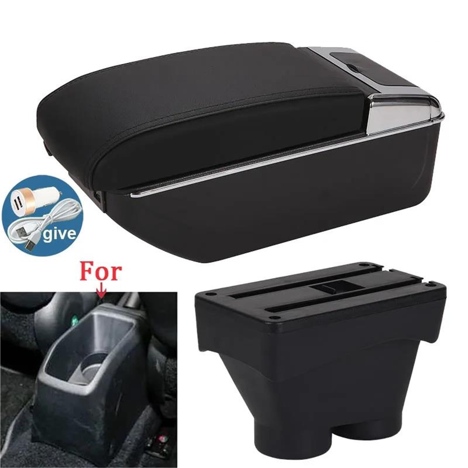 Auto Armlehnenbox Armlehnenbox Für Peugeot Für 208 2012-2018 Aufbewahrungsbox Autohalter Aschenbecher Innenzubehör Teile USB Mittelkonsolen(Style A2) von ZSHYTWE