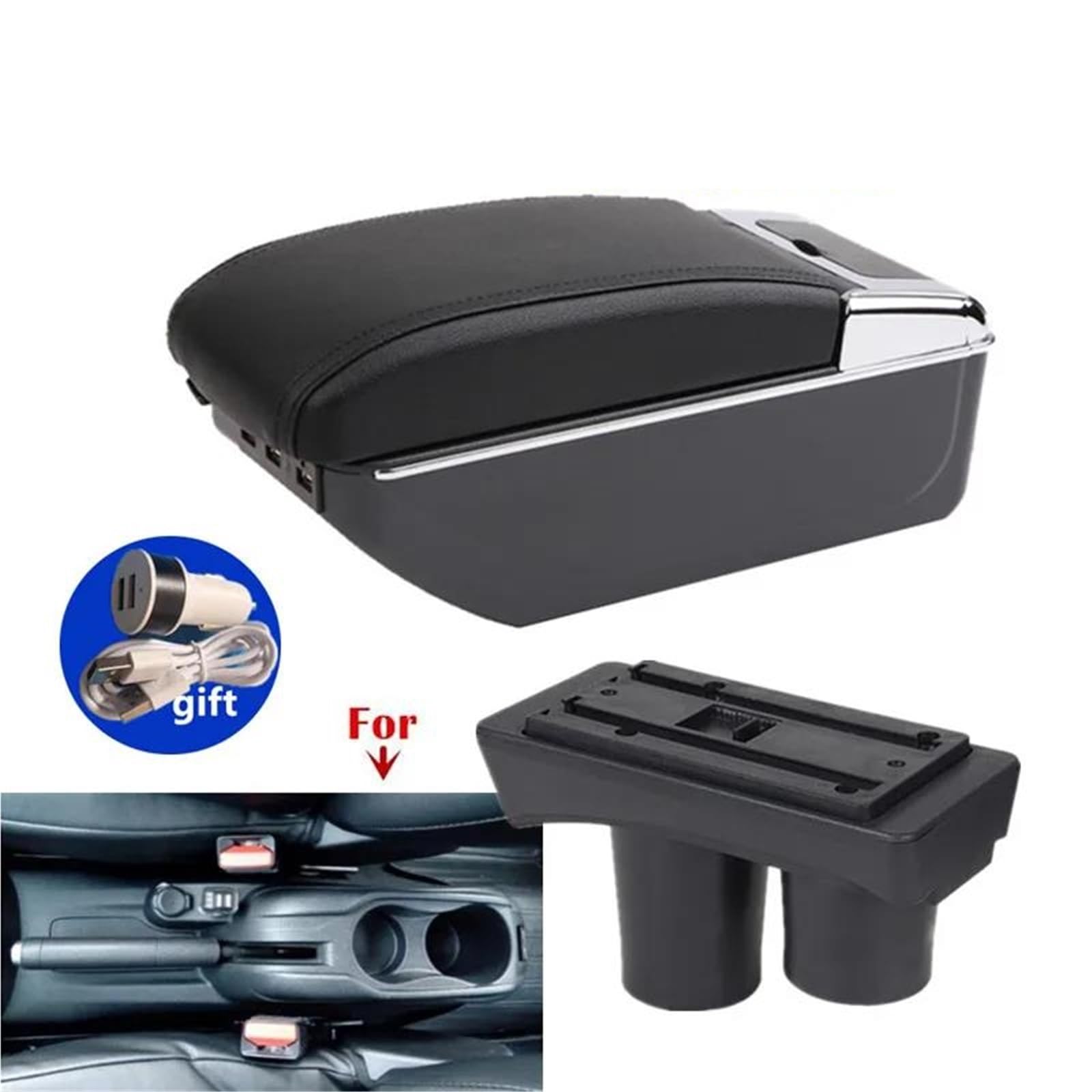 Auto Armlehnenbox Armlehnenbox Für Peugeot Für 301 Für Citroen Für C-Elysee Auto Armlehne Aufbewahrungsbox Innenraum Nachrüstung USB Mittelkonsolen(Style D1) von ZSHYTWE