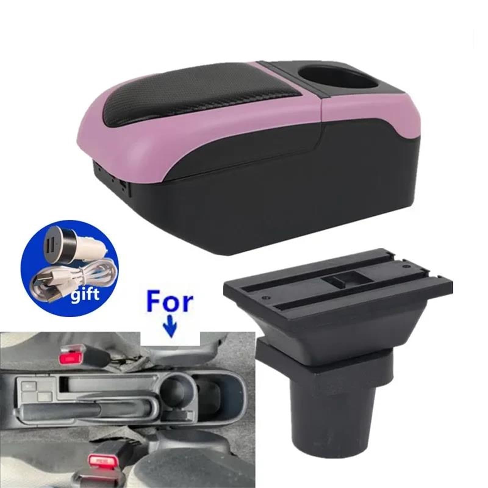 Auto Armlehnenbox Armlehnenbox Für Toyota Für Yaris 3 Für Yaris Für Vitz Auto-Armlehnenbox Innenausstattung Zentrale Aufbewahrungsbox Mittelkonsolen(Black-pink) von ZSHYTWE