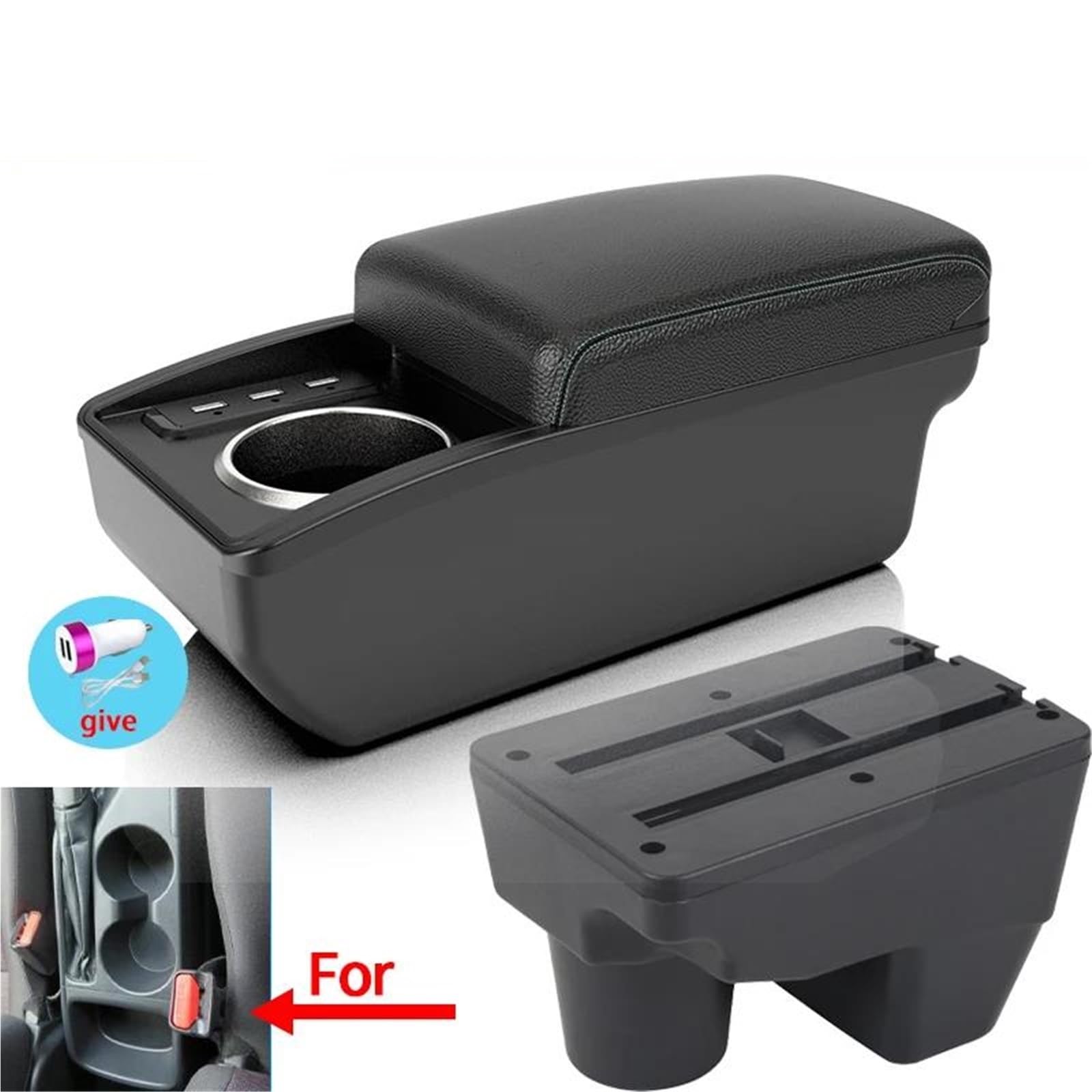 Auto Armlehnenbox Armlehnenbox Für Toyota Für Yaris Für Elegant 2021-2024 Auto Armlehne Aufbewahrungsbox Retrofit Teile Innen Mittelkonsolen(Style B3) von ZSHYTWE