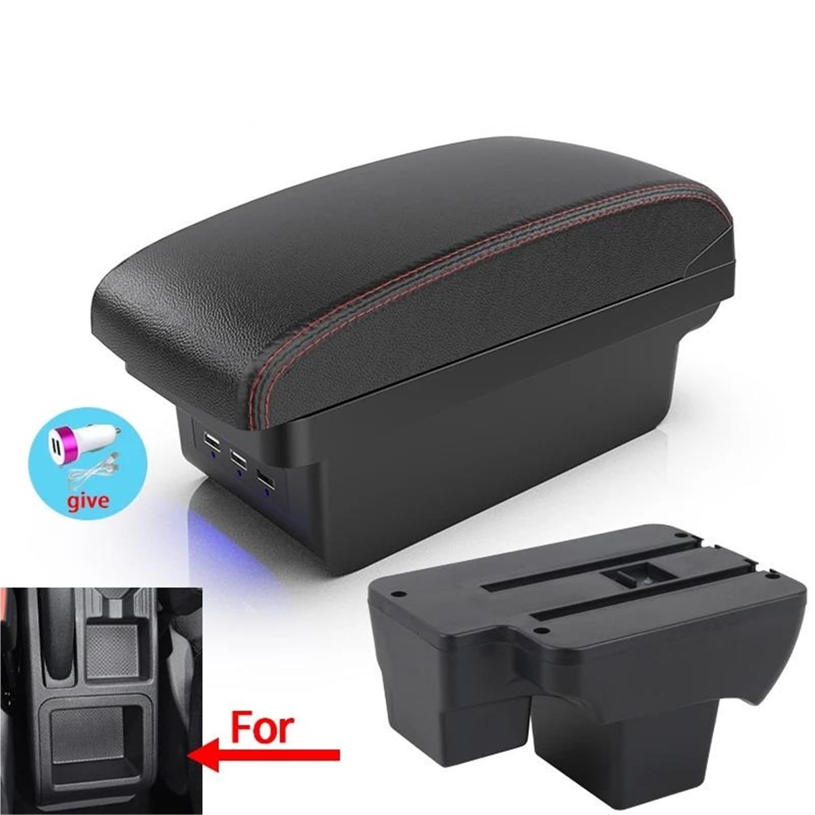 Auto Armlehnenbox Armlehnenbox Für VW Für Polo 2020-2024 Autoarmlehne Retrofit-Aufbewahrungsbox Retrofit-Teile Autozubehör Mittelkonsolen(Style B1) von ZSHYTWE