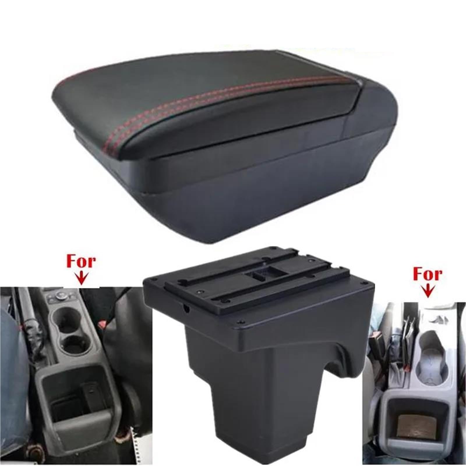 Auto Armlehnenbox Auto Armlehne Box Für Ford Für Focus 3 Für Mk3 2011-2020 Leder Console Storage Box Zubehör Mittelkonsolen(Style F2) von ZSHYTWE