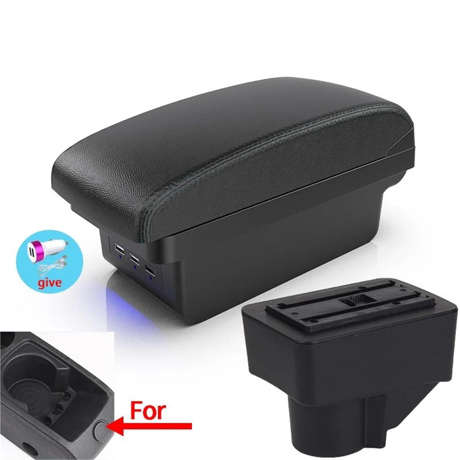 Auto Armlehnenbox Auto Armlehne Für Ford Für Fiesta 3 2011-2018 Auto Lagerung Box Zubehör Innen Änderung USB Mittelkonsolen(Style B2) von ZSHYTWE