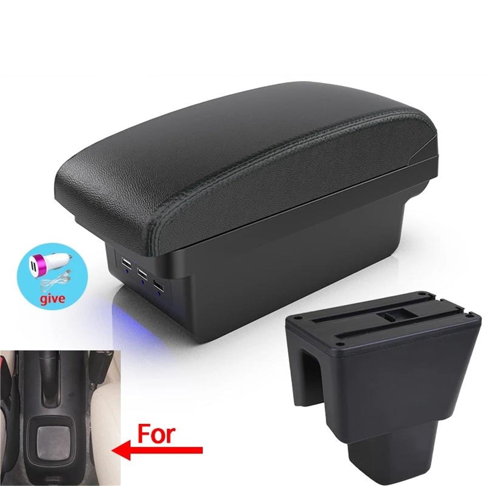 Auto Armlehnenbox Für Amaze Auto Armlehne Box Mit USB Center Console Box Armlehne Lagerung Box Innen Modifikation Mittelkonsolen(Style B2) von ZSHYTWE