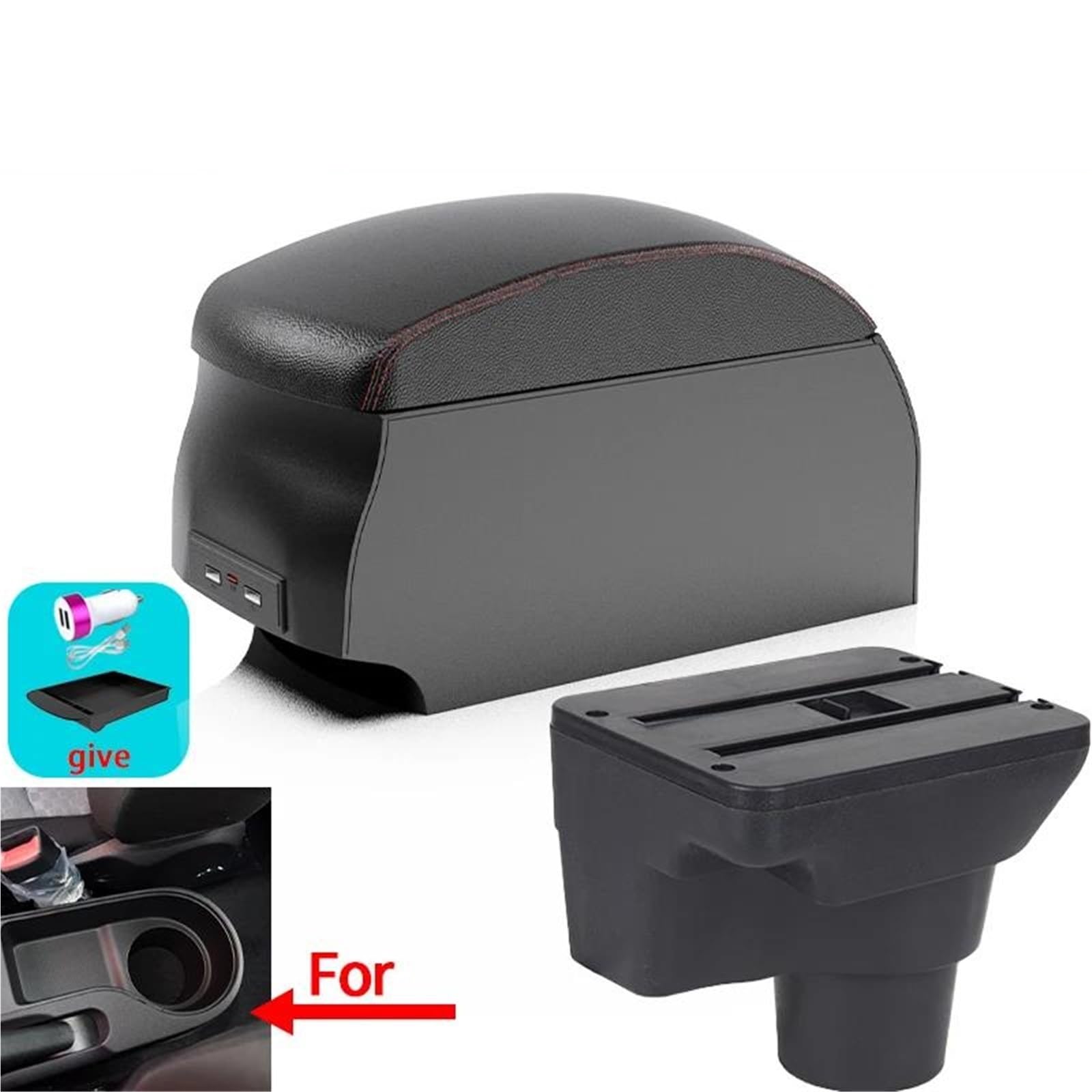 Auto Armlehnenbox Für Kia Für K2 Auto Mittelkonsole Aufbewahrungsbox Auto Armlehnenbox Großer Stauraum Innenraum Mit USB Mittelkonsolen(Style B1) von ZSHYTWE