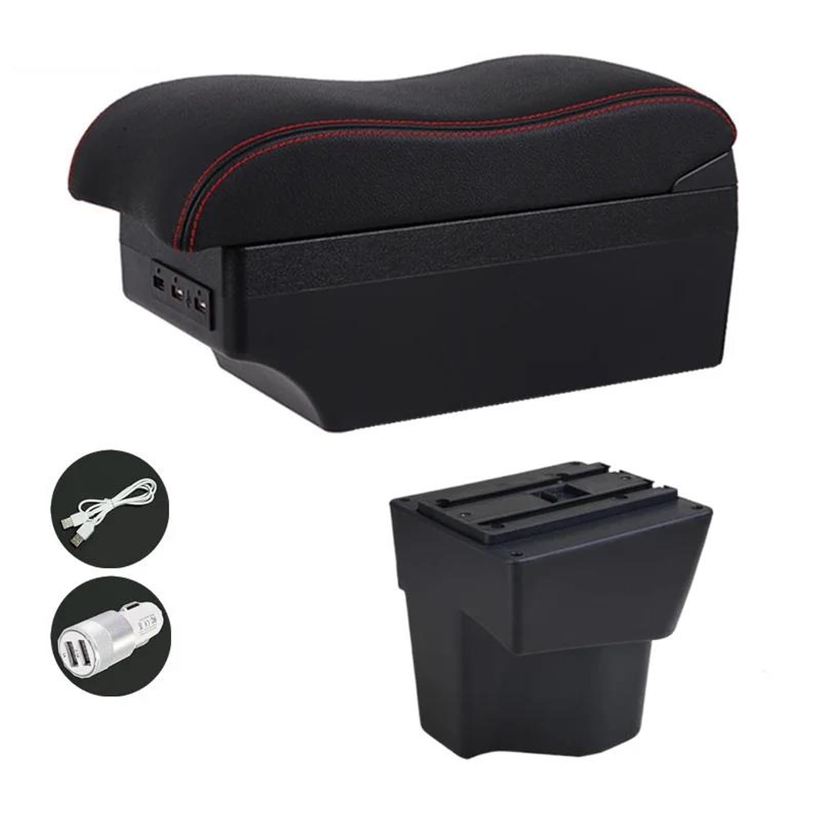 Auto Armlehnenbox Für Kia Für Rio 5 2012-2019 Auto Armlehne Box Leder Arm Rest Center Console Storage Box USB Zubehör Mittelkonsolen(Style E5) von ZSHYTWE