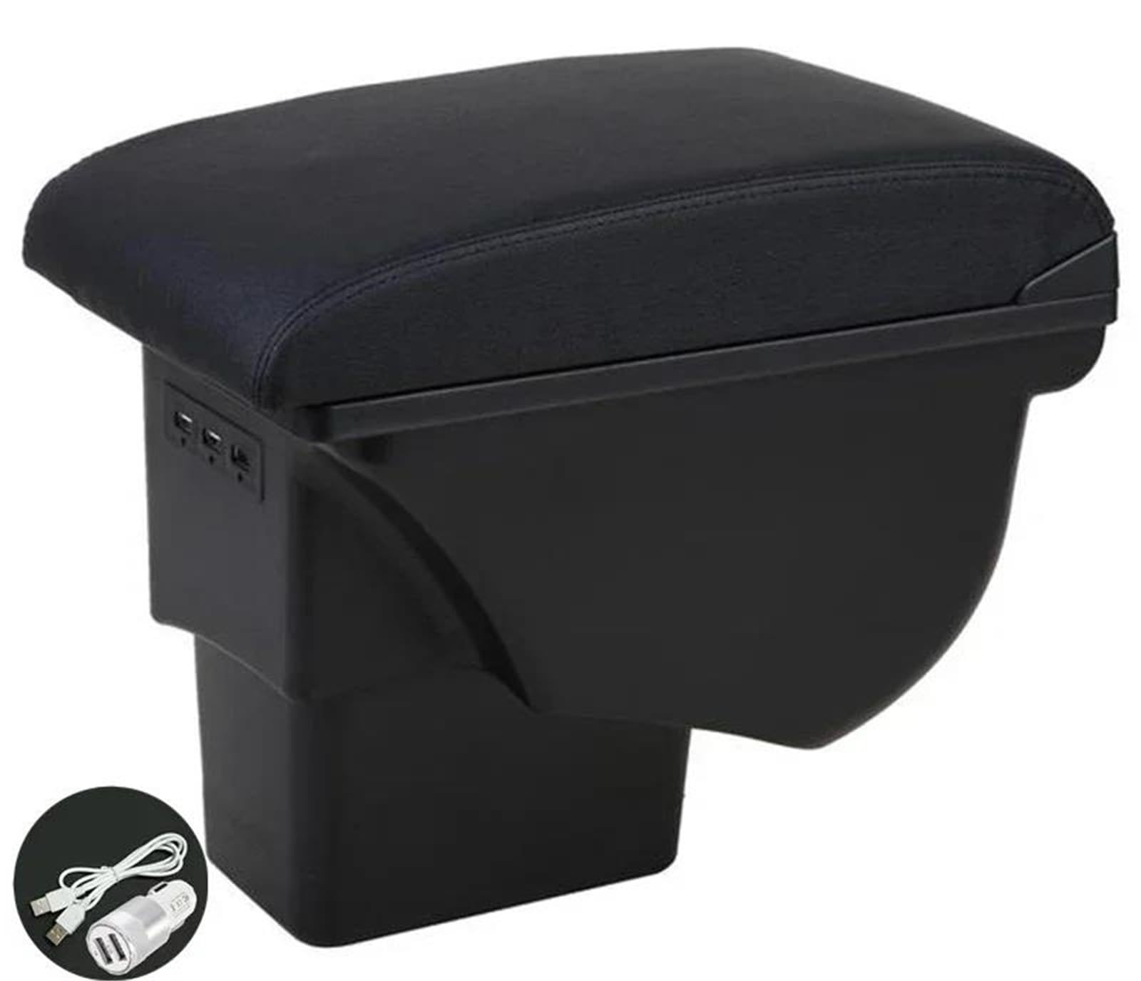 Auto Armlehnenbox Für Kia Für Soul 2006-2017 Armlehne Box Leder Auto Innen Teile Center Konsole Mit USB Mittelkonsolen(Schwarz) von ZSHYTWE