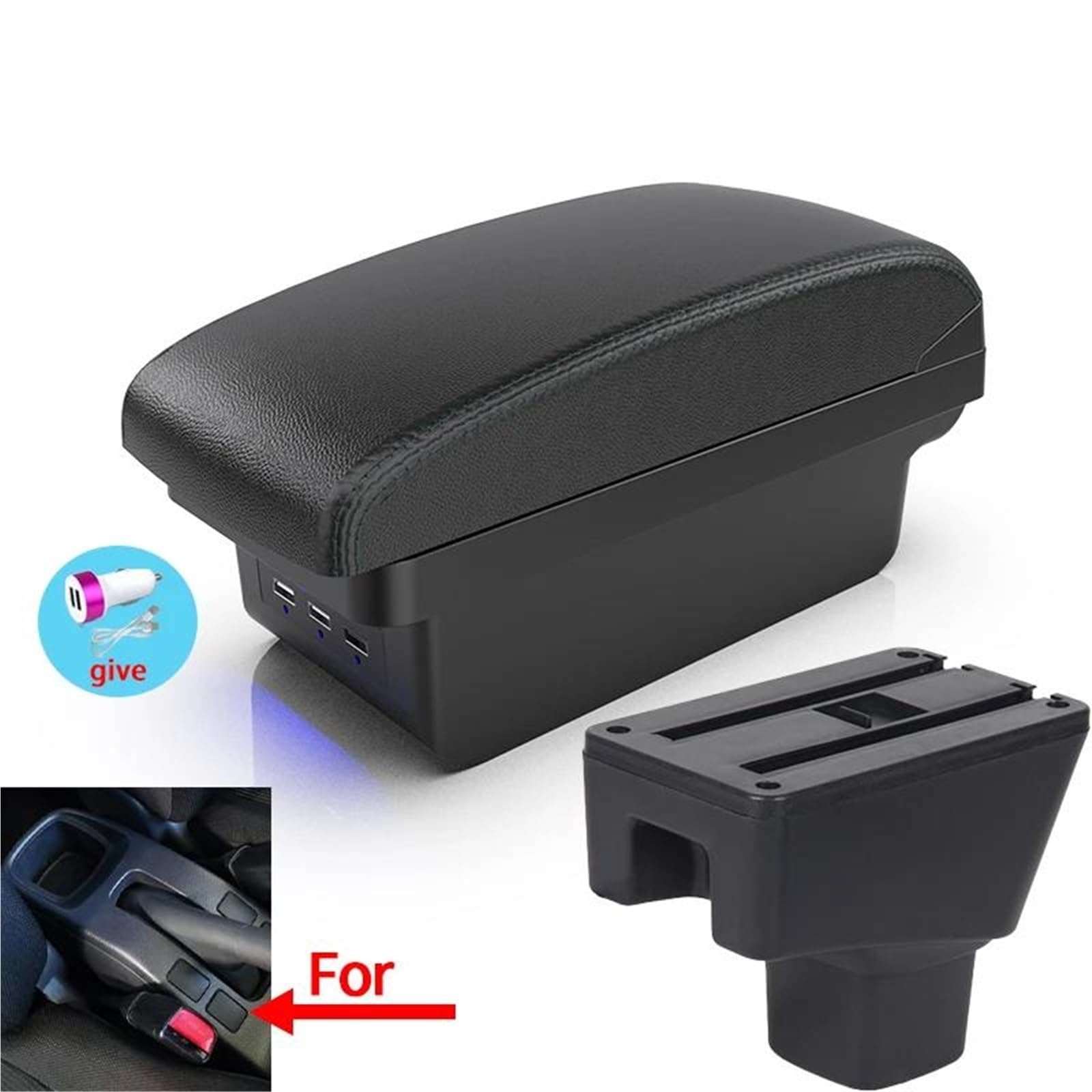 Auto Armlehnenbox Für Suzuki Für SX4 Auto Armlehne Innenmodifikation Auto Armlehne Box Aufbewahrungsbox Autozubehör Innen USB Mittelkonsolen(Style B2) von ZSHYTWE
