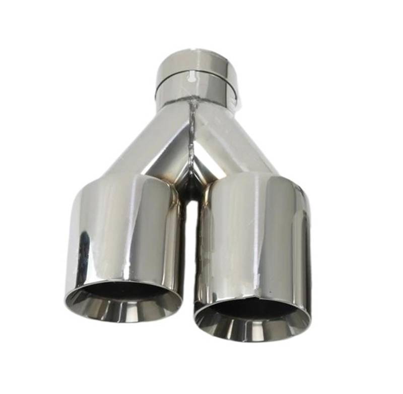 Auspuffblenden 1 PCS Auspuffspitze Auto Modifizieren Doppelauslass Auspuffrohr Düse Dekoration Edelstahl Endrohre Schalldämpfer Endrohrblende(Left in63-out76mm) von ZSKSJHSJ