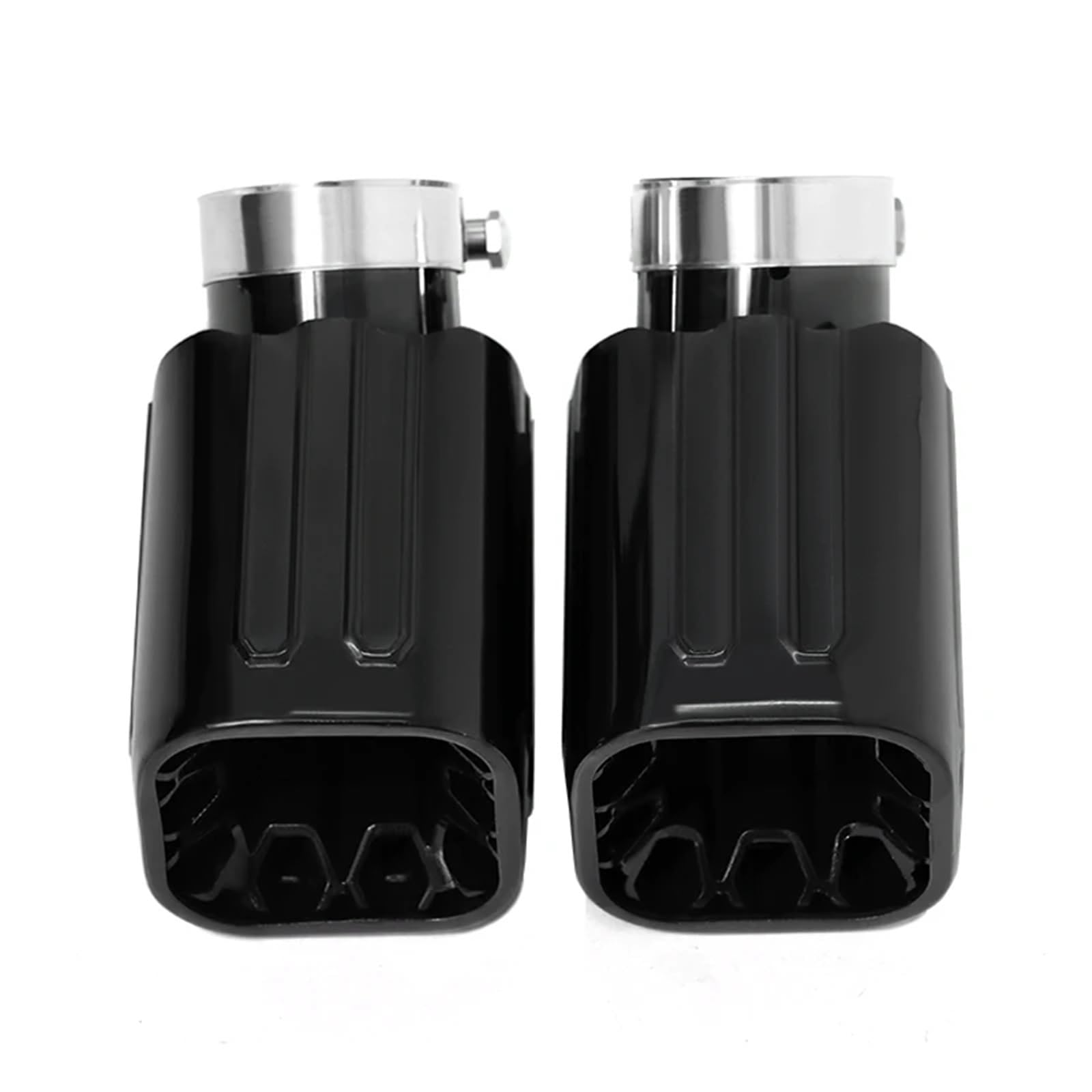 Auspuffblenden 1 Paar Auto-Auspuffblende Endrohr Edelstahl Schwarz Quadrat Schalldämpfer Spitze Düse Für Land Für Rover Für Defender Für L663 Endrohrblende(Black Style B) von ZSKSJHSJ